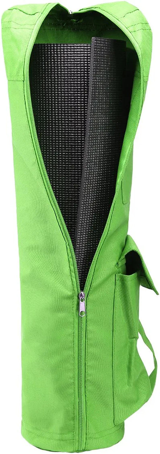 Yes4All Yoga Mat Bag with Full Zip Pocket, 27 Inch Long and Extra Wide Fit Most Mat Sizes, Adjustable Shoulder Strap, Easy Access Pockets - Green - 20Cm Diameter - ²QL11Z