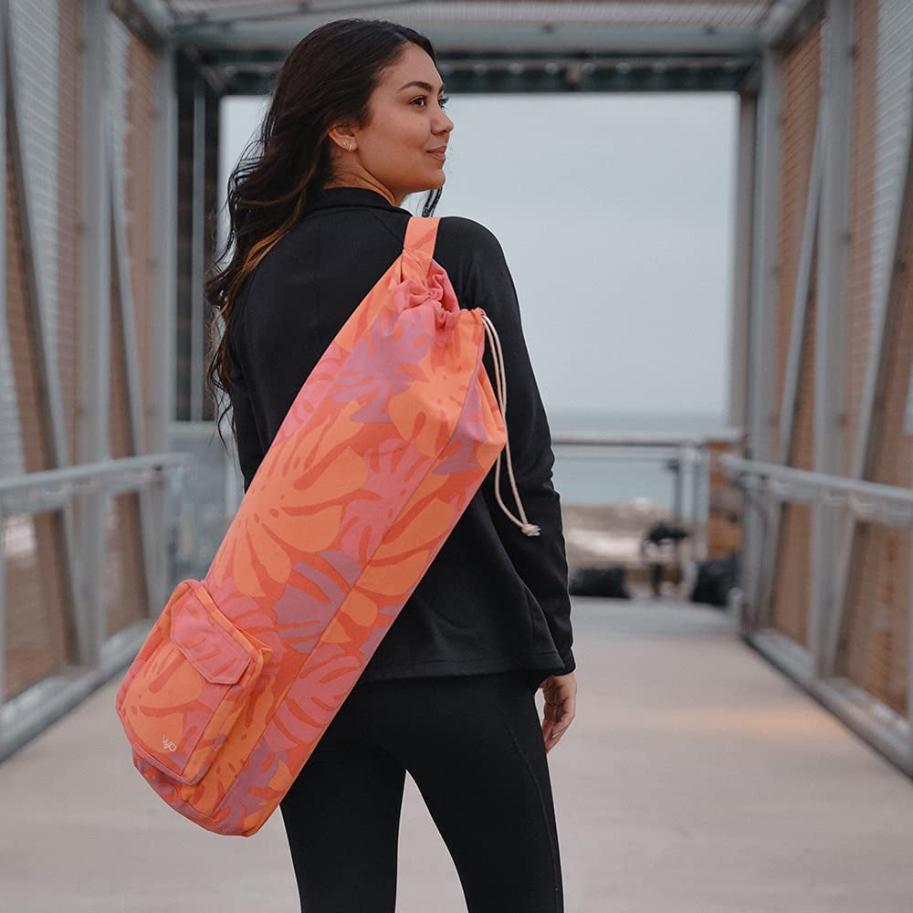 Open Road Goods Eco Friendly Yoga Mat Bag | Organic Yoga Bag for Extra Wide Mats | Yoga Mat Carrier for Men & Women: Full Zip, Adjustable Carry, Pockets, GOTS 100% Cotton Canvas