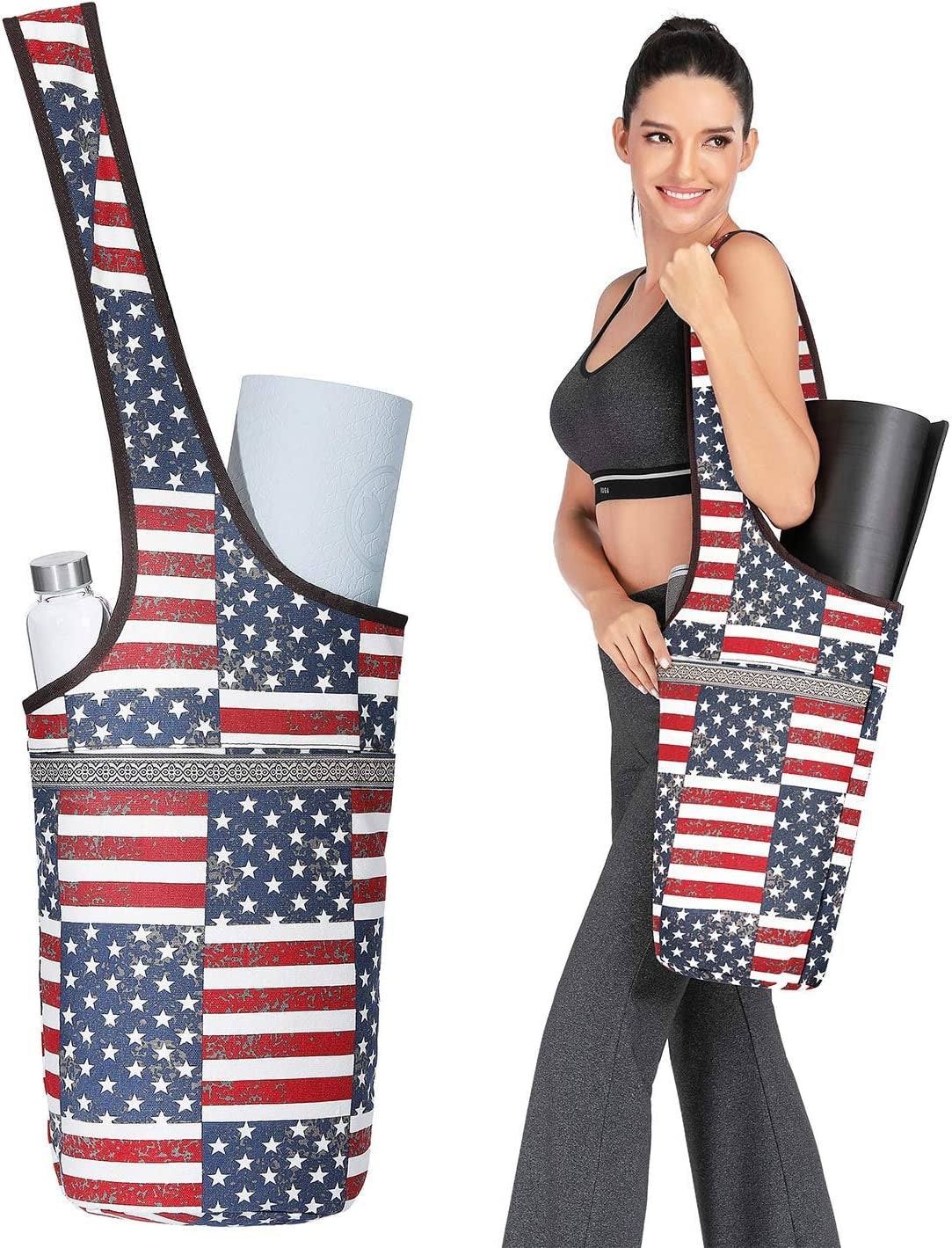 IUGA Yoga Mat Bag with Large Size Pocket & Inner Zipper Pocket, Yoga Carrier Bag Fit Most Yoga Mat Size