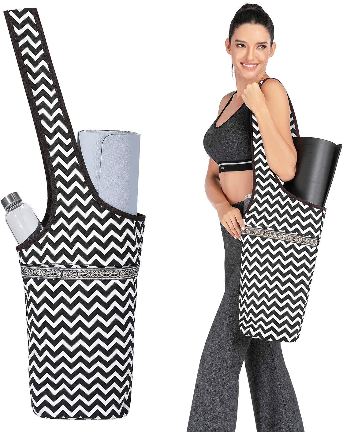 IUGA Yoga Mat Bag with Large Size Pocket & Inner Zipper Pocket, Yoga Carrier Bag Fit Most Yoga Mat Size