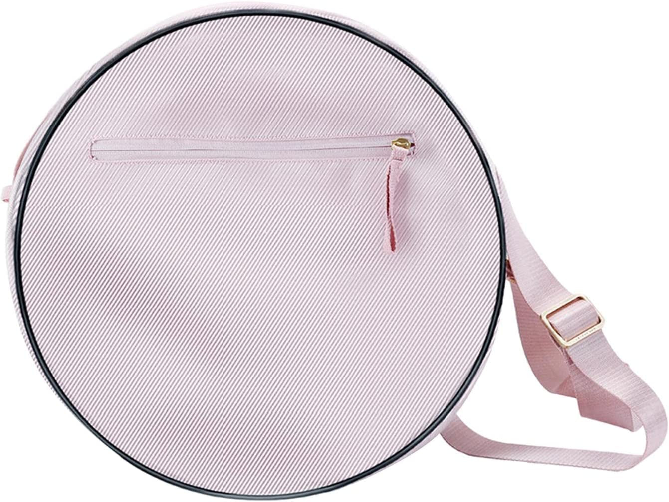 Durable Yoga Roller Ring Wheel Bag Pink Pockets Non Slip with Self Adjusting Strap Yoga Pilates Circle Bags for Stretch Flexibility