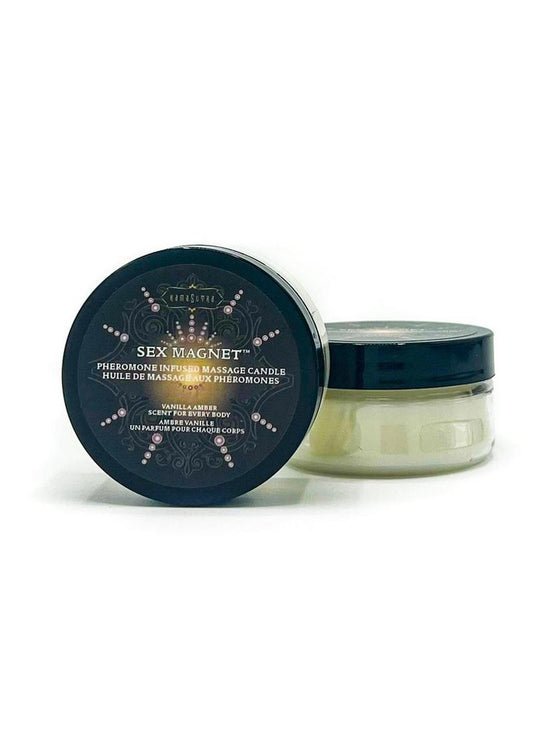 Kama Sutra Sex Magnet Pheromone Infused Massage Candle- Vanilla Amber - 1.7 oz.