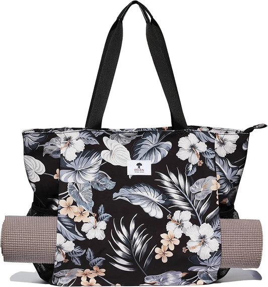ESVAN Yoga Mat Bag Yoga Tote Carrier Shoulder Bag Carryall Tote for Office,Yoga,Pilates,Travel,Beach and Gym