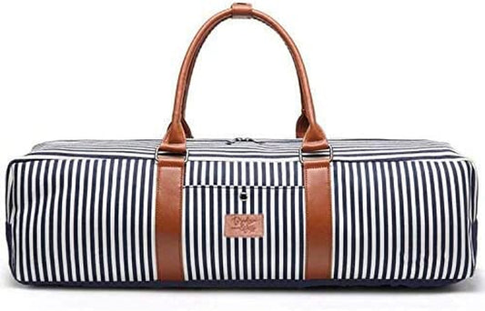 Brooke & Jess Designs Cute, Trendy, Modern Striped Gym Yoga Mat Tote Bag for Women - Workout Tote That Carries Mat - Fitness Tote Bag for Women (Gym Tote Bag, Navy Striped Mat Bag)