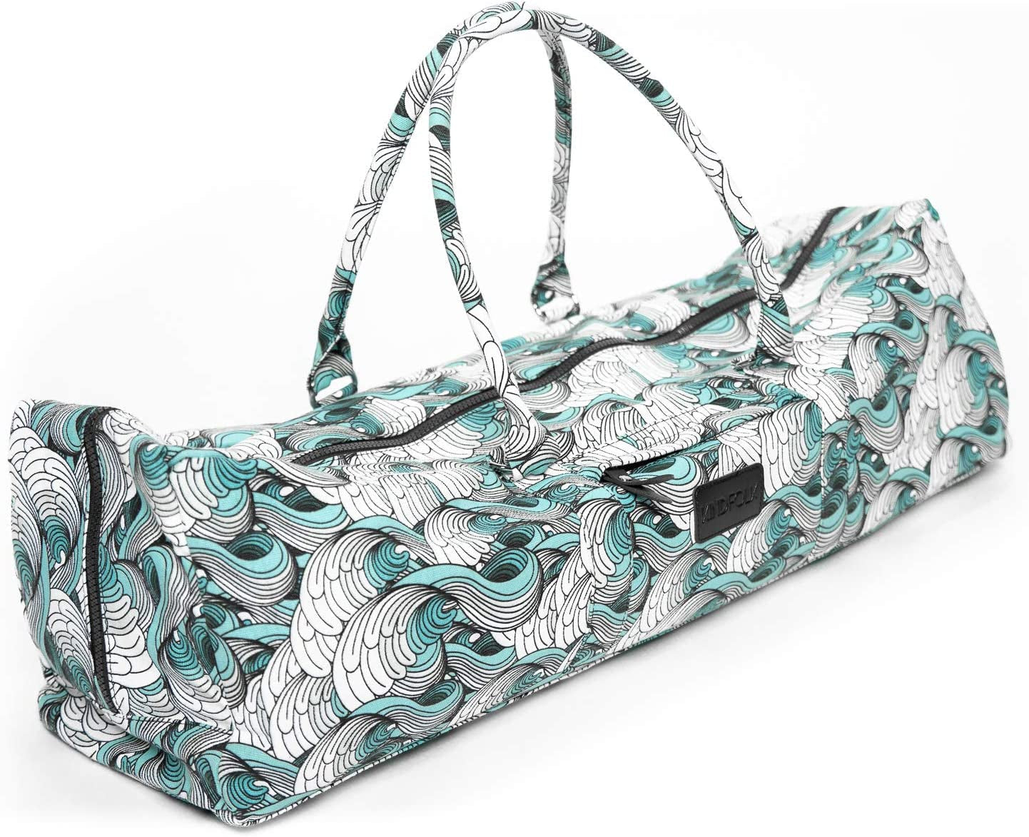 Kindfolk Yoga Mat Duffle Bag Patterned Canvas with Pocket and Zipper