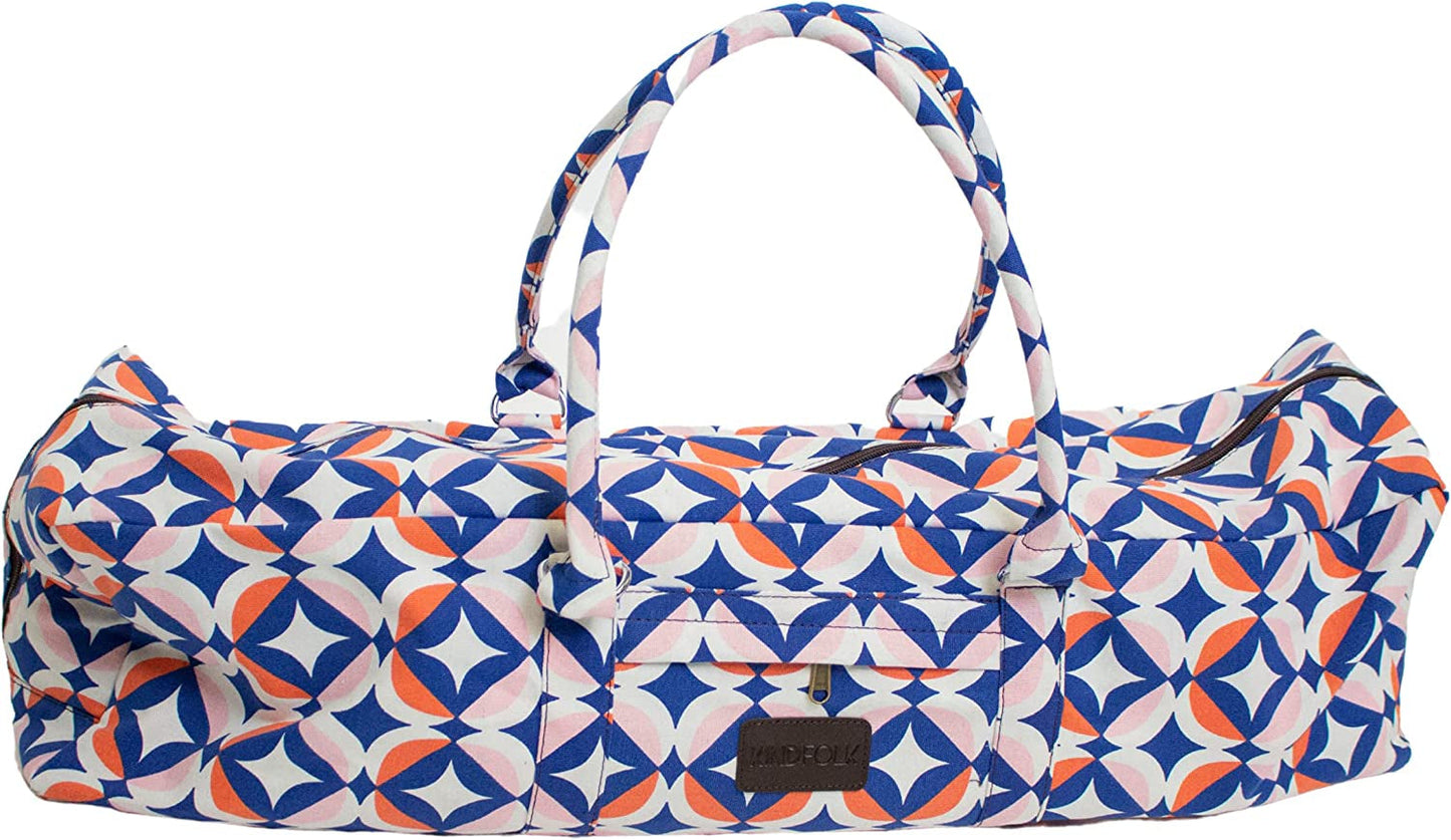 Kindfolk Yoga Mat Duffle Bag Patterned Canvas with Pocket and Zipper