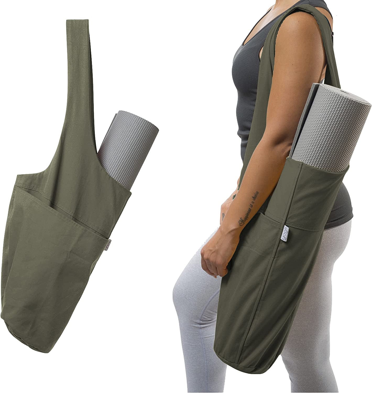 Yogiii Yoga Mat Bag | the ORIGINAL Yogiiitote | Yoga Mat Tote Sling Carrier with Large Side Pocket & Zipper Pocket | Fits Most Size Mats