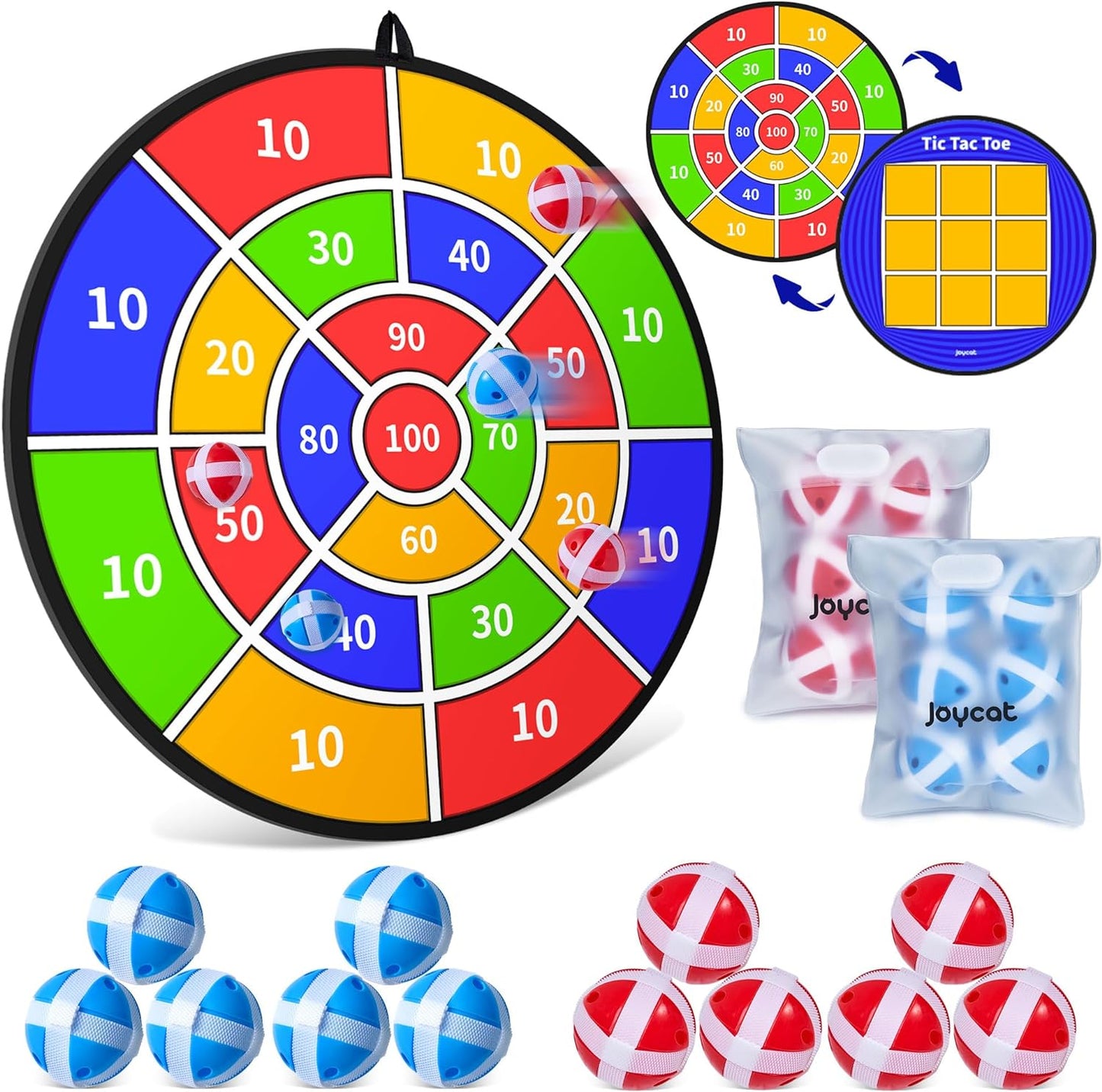 29" Large Dart Board for Kids, Double-Sided Velcro Dart Board with 12 Sticky Balls, Indoor/Outdoor Sport Fun Party Play Game Toys, Christmas Birthday Gifts for 5-7 8-12 Year Old Boys Girls