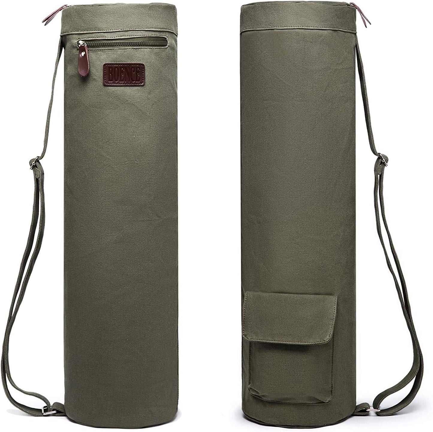 Boence Yoga Mat Bag, Full Zip Exercise Yoga Mat Sling Bag with Sturdy Canvas, Smooth Zippers, Adjustable Strap, Large Functional Storage Pockets - Fits Most Size Mats