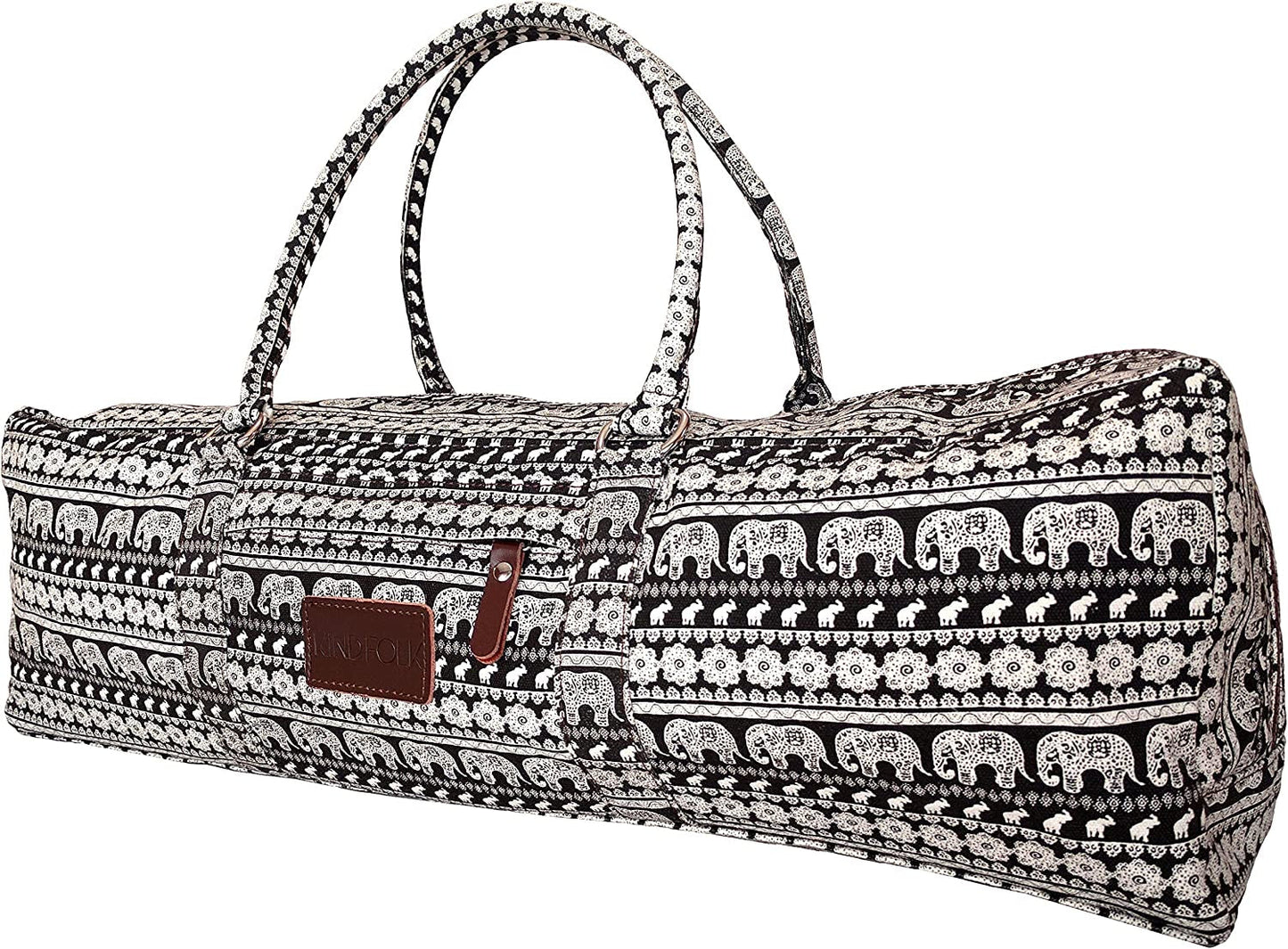 Kindfolk Yoga Mat Duffle Bag Patterned Canvas with Pocket and Zipper