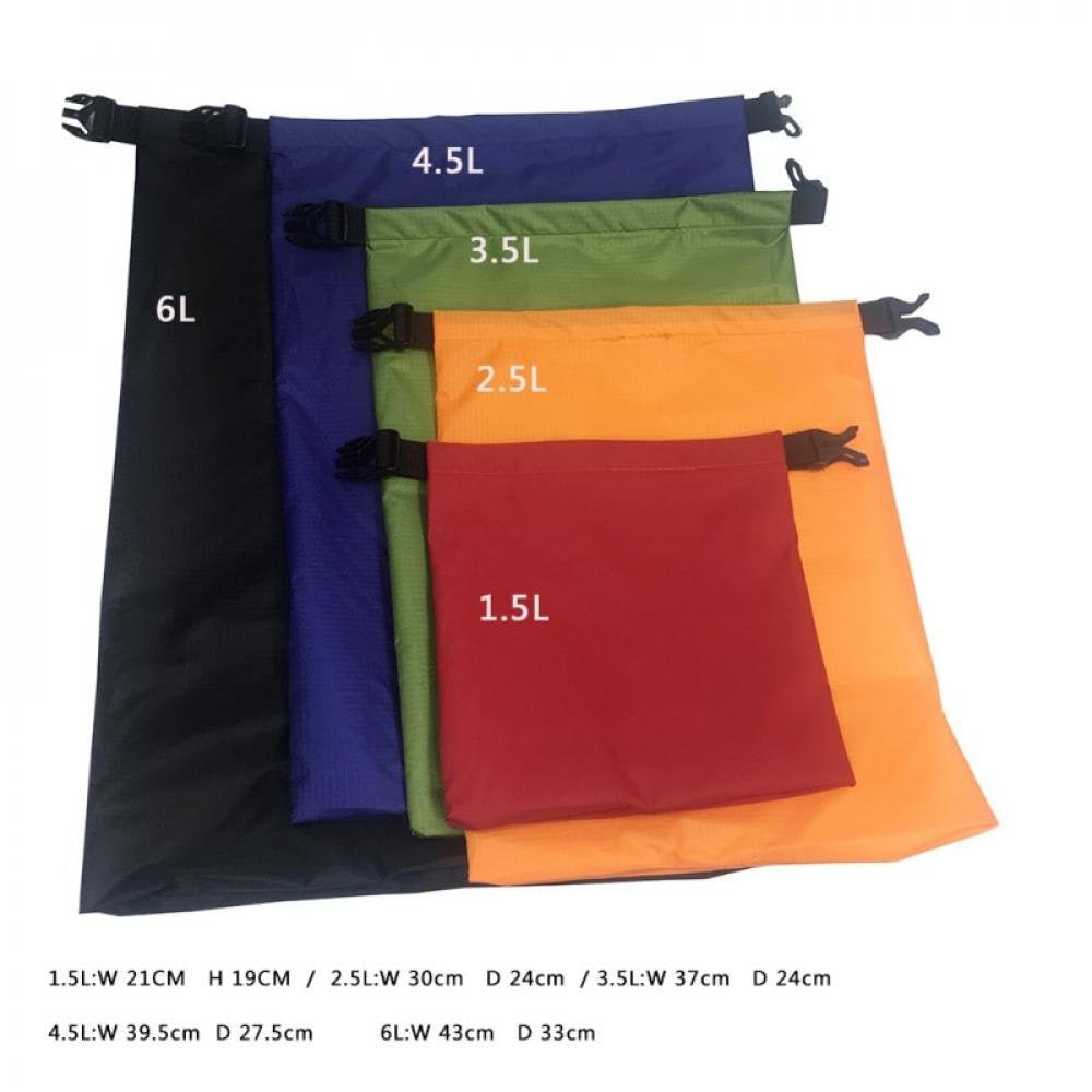 5Pcs/Set 1.5/2.5/3.5/4.5/6L Coated Silicone Fabric Pressure Waterproof Dry Bag Storage Pouch Rafting Canoeing Boating Dry Bag