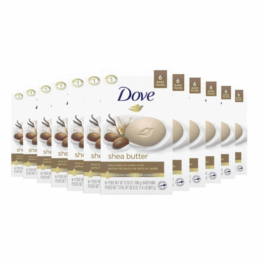 Dove Beauty Bar  for Gentle Soft Skin Care Shea Butter 3.75 OZ  6 ct - 12 Pack (72 ct)
