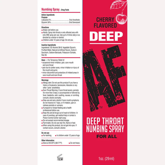 Deep Af Numbing Throat Spray Cherry Intimates Adult Boutique
