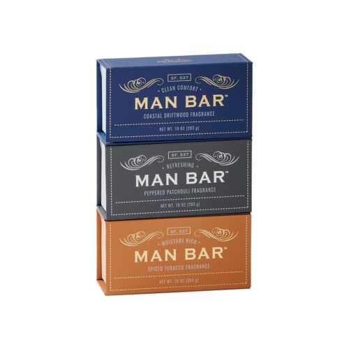 San Francisco Soap Co. 3 MAN BAR Gift Set - Coastal Driftwood, Spiced Tobacco, Peppered Patchouli