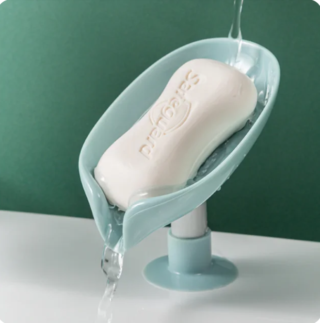 Leaf Shape Soap Tray Soap Box Non-slip Drain Soap Dish With Suction Cup Sponge Bar Soap Holder Bathroom Accessories