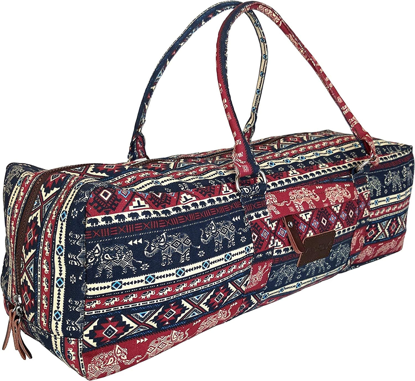 Kindfolk Yoga Mat Duffle Bag Patterned Canvas with Pocket and Zipper