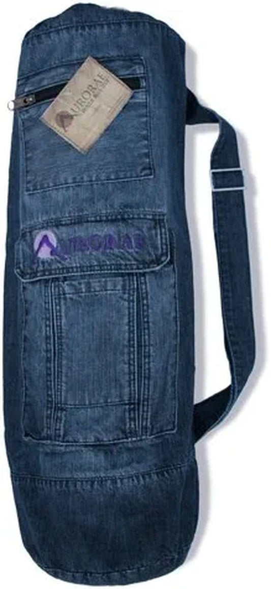AURORAE Extra Large Yoga Mat Denim Bag for Men and Woman; Also Used for Fitness, Pilates, Aerobic Workout, Travel Mats for People on the Go