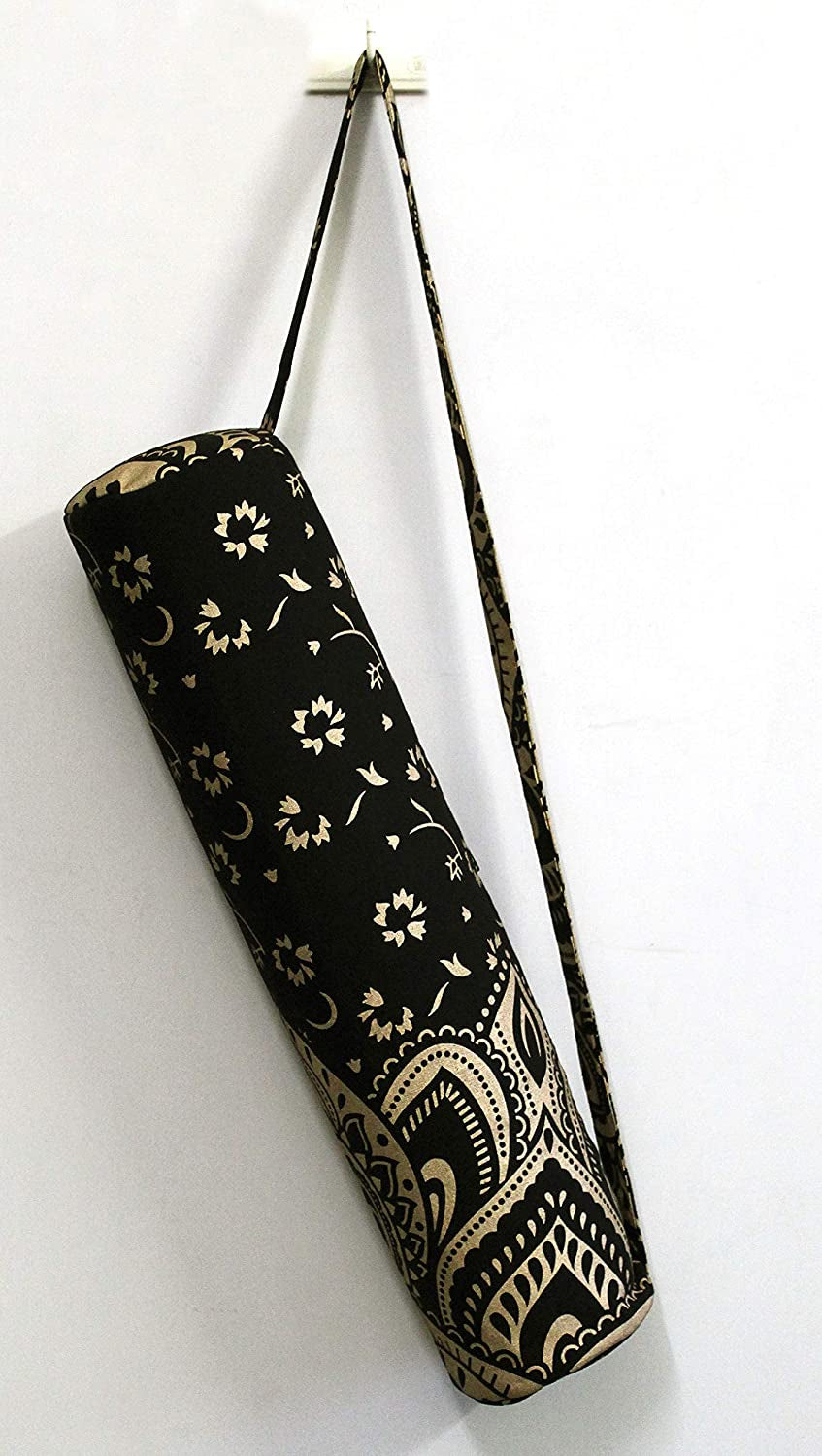 ICC Black Gold Mandala Full-Zip Exercise Yoga Mat Carry Bag Gym Beach Pilates Carrier Bags Hippie Mandala Indian Cotton Bag