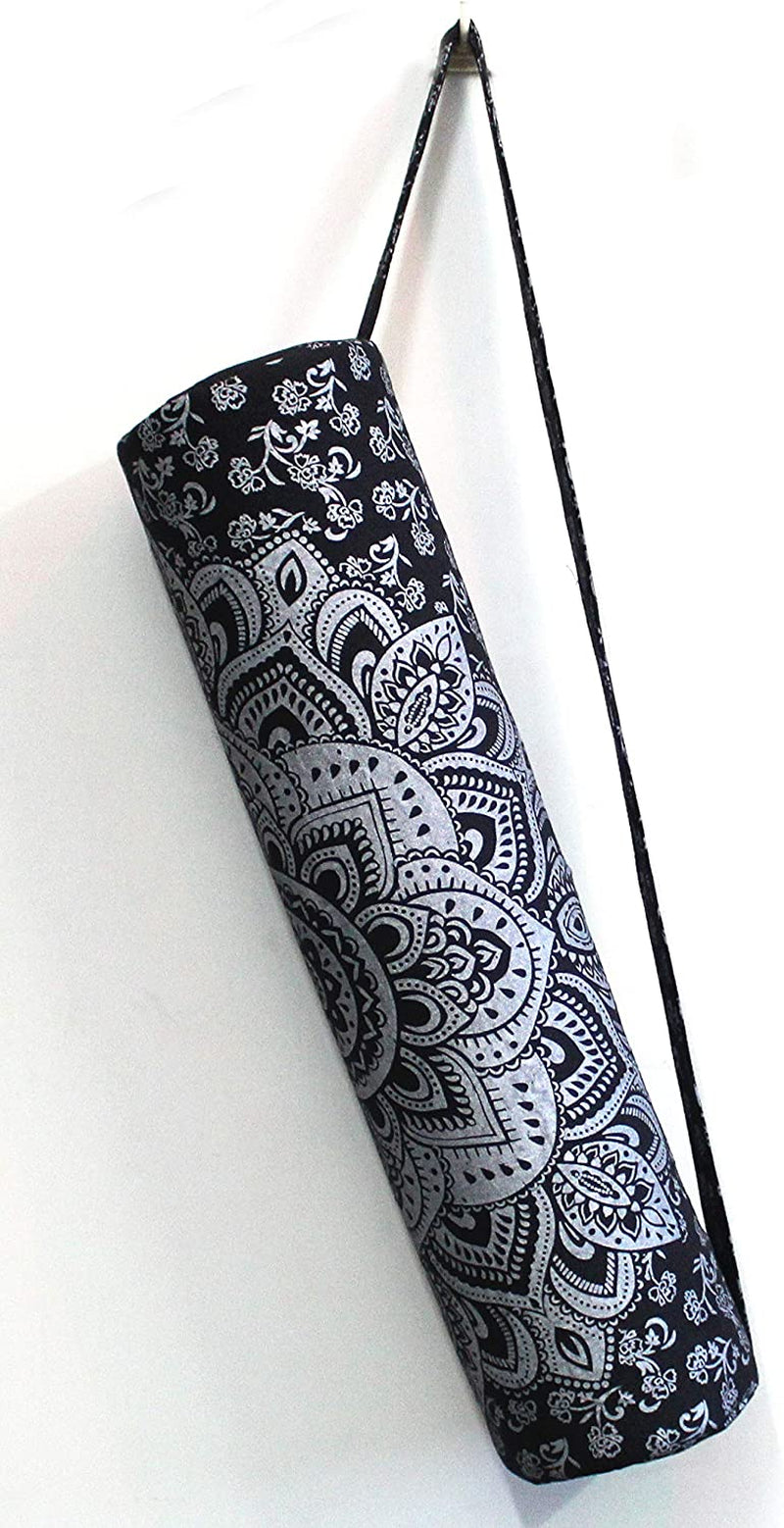 ICC Black Gold Mandala Full-Zip Exercise Yoga Mat Carry Bag Gym Beach Pilates Carrier Bags Hippie Mandala Indian Cotton Bag