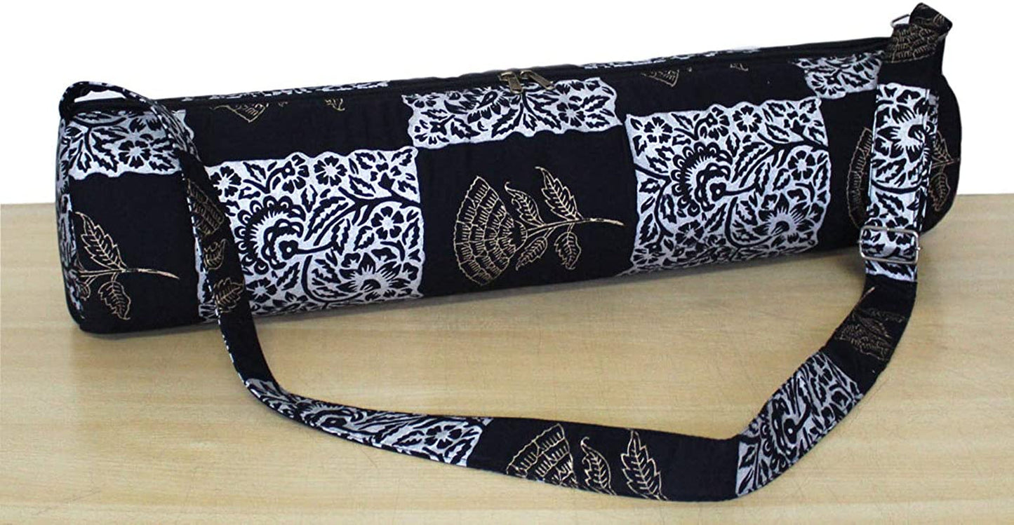ICC Black Gold Mandala Full-Zip Exercise Yoga Mat Carry Bag Gym Beach Pilates Carrier Bags Hippie Mandala Indian Cotton Bag