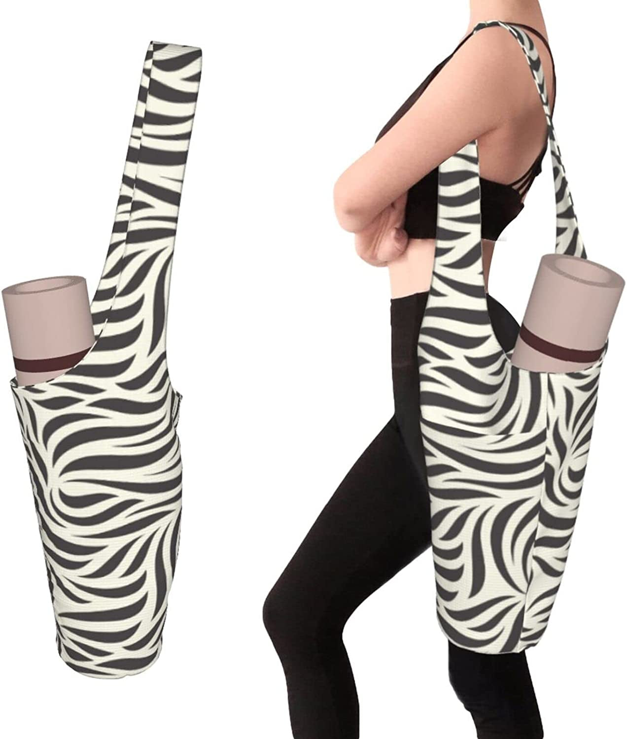 Goxhquz Yoga Mat Bag, Exercise Yoga Mat Carrier Bag with Large Size Pockets and inside Small Pocket Fit Most Size Mats for Women Men