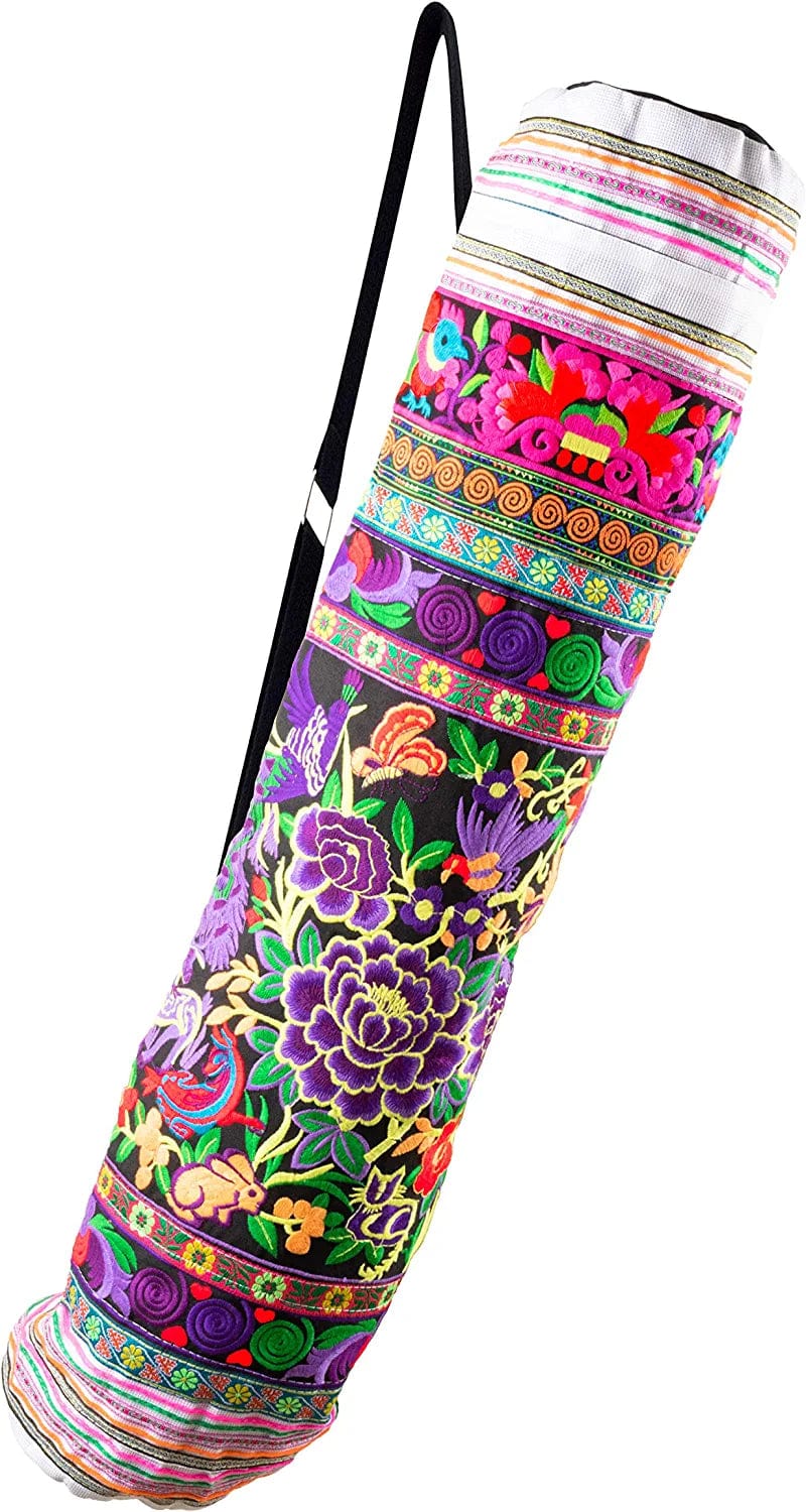 Cccollections Yoga Pilates Mat Bags Carriers - Embroidered Adjustable Carry Strap Yoga Bag Unique Bohemian