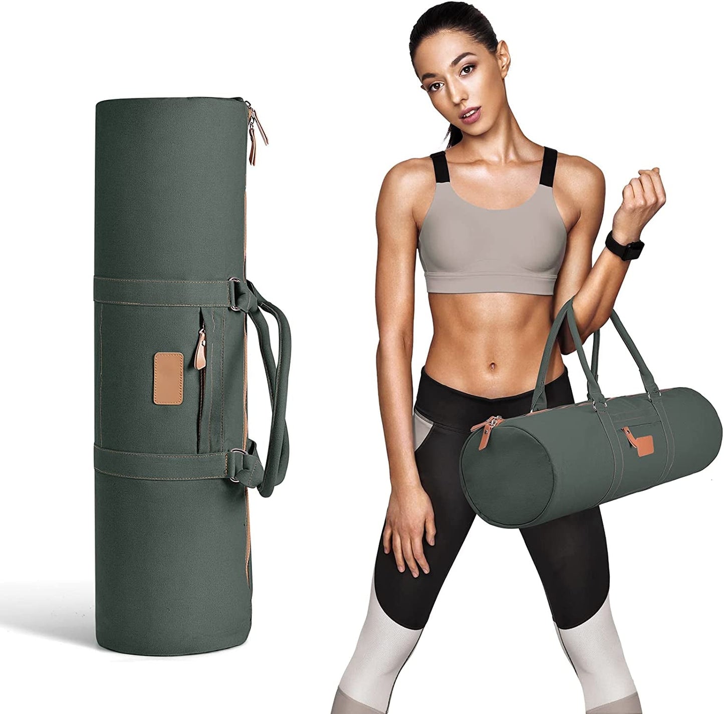 Xcellent Global Yoga Mat Bag with Durable Canvas, Side Pocket and Double Zipper Fit up to 27 Inches(69Cm) Width and 1/4 Inches(6Mm) Thick Matdd