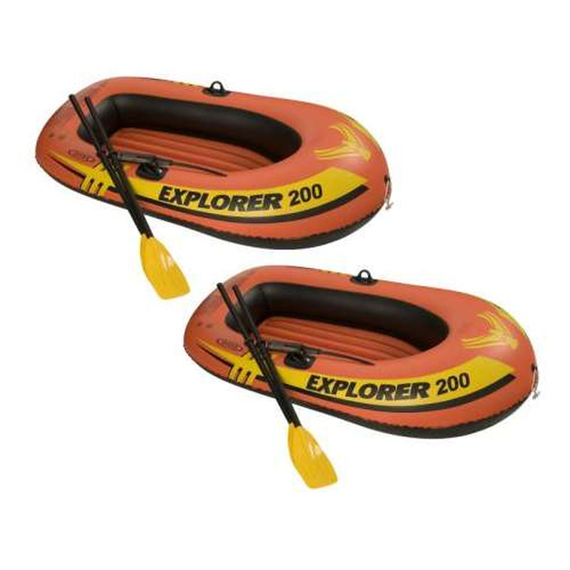 Intex Explorer 200 Inflatable 2 Person River Boat Raft Set W/ Oars & Pump (Pair)