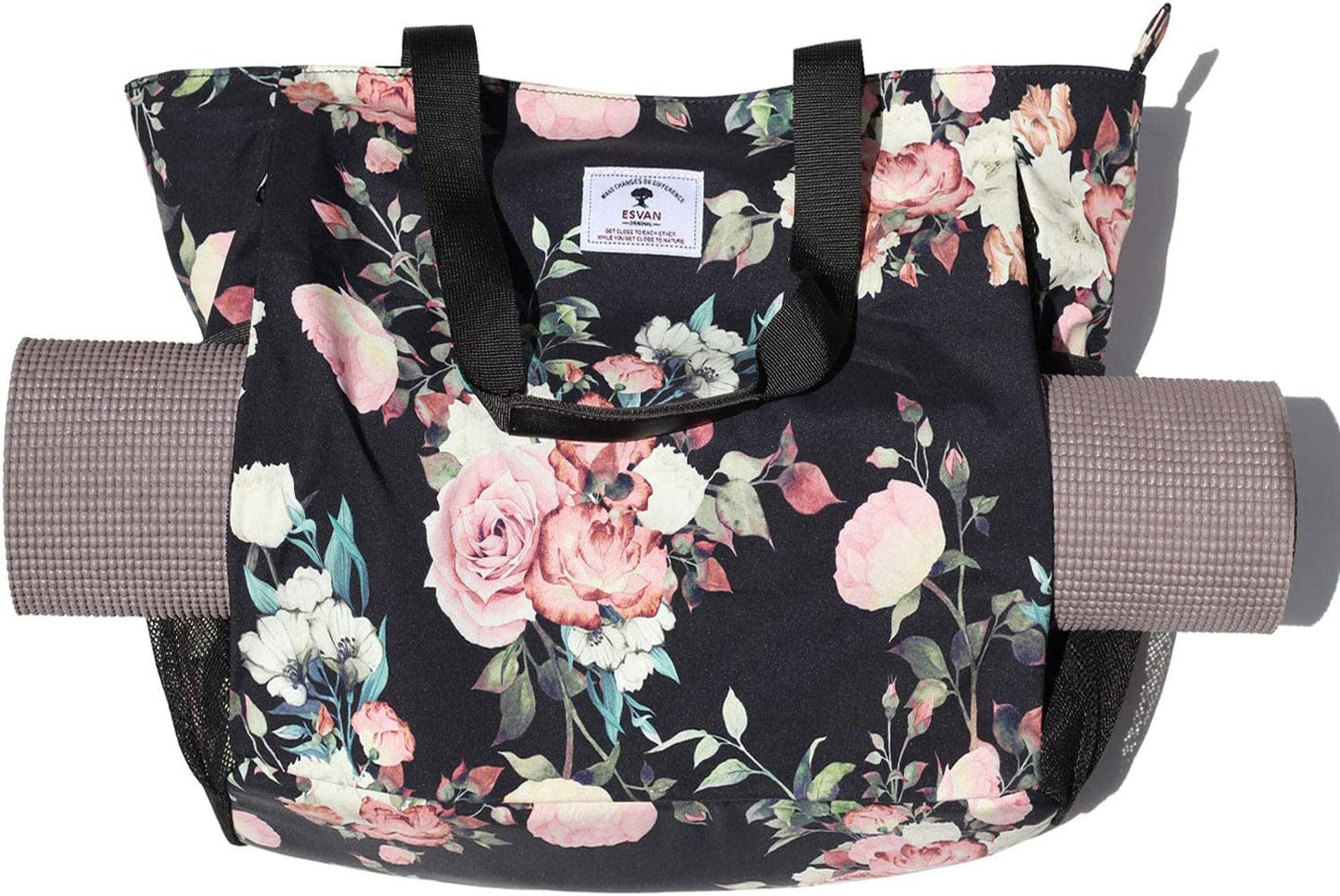 ESVAN Yoga Mat Bag Yoga Tote Carrier Shoulder Bag Carryall Tote for Office,Yoga,Pilates,Travel,Beach and Gym