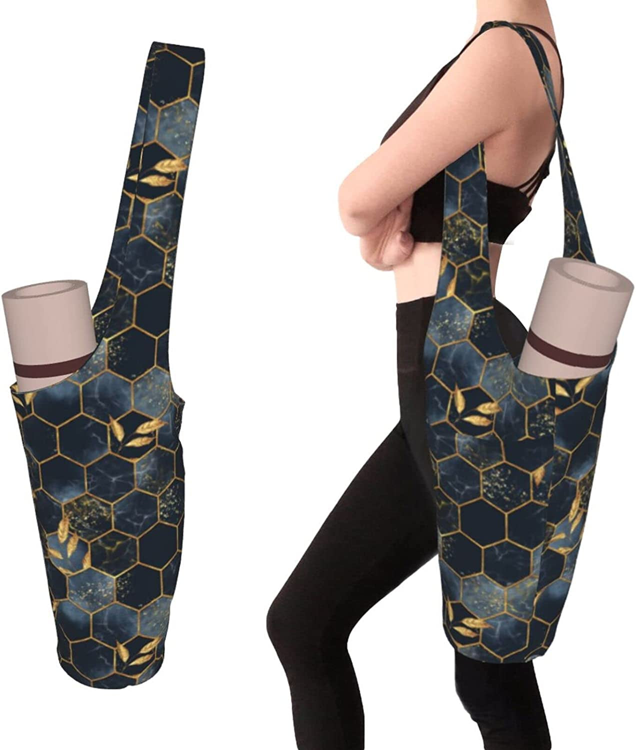 Goxhquz Yoga Mat Bag, Exercise Yoga Mat Carrier Bag with Large Size Pockets and inside Small Pocket Fit Most Size Mats for Women Men