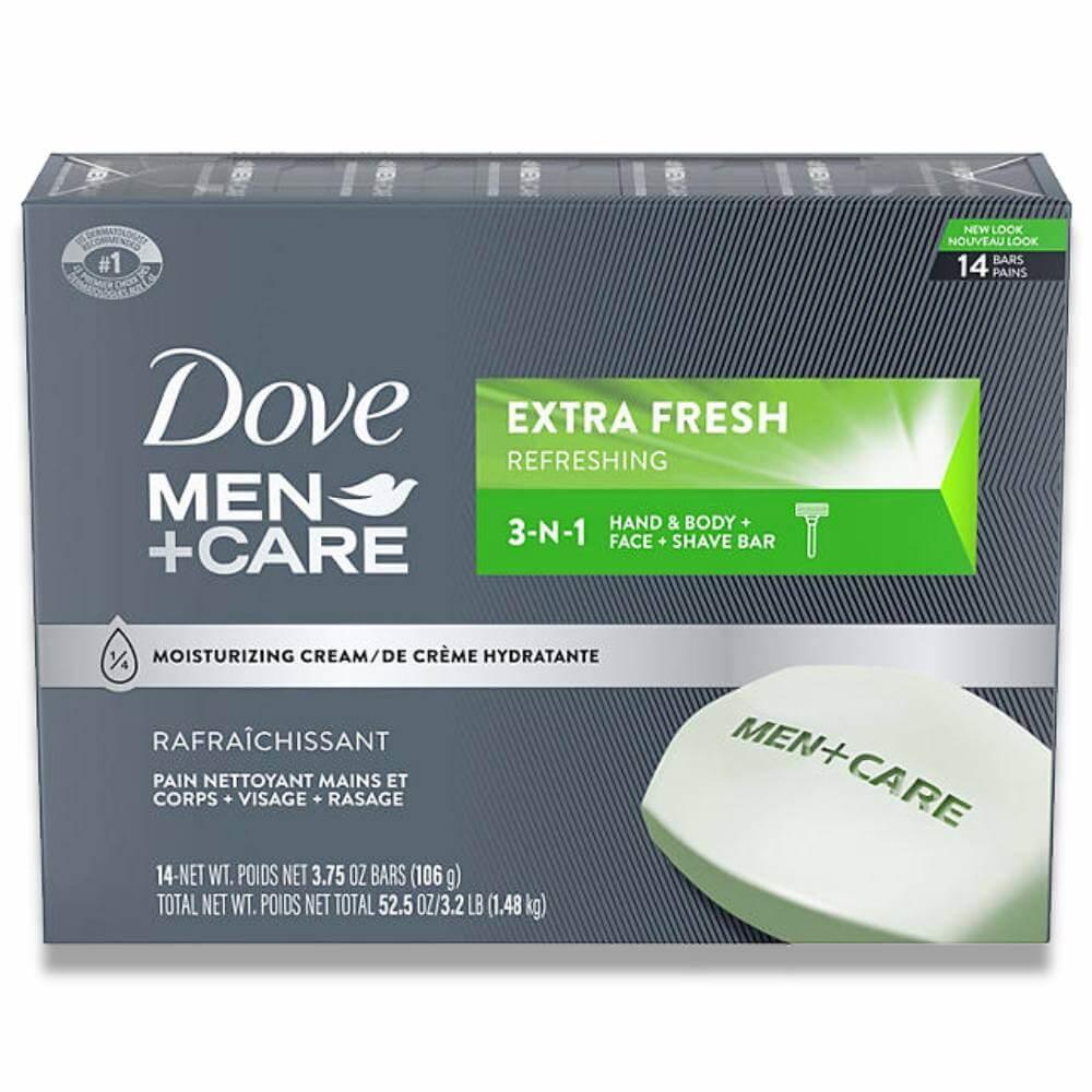 Dove Men+Care Body and Face Bar Soap, Extra Fresh - 3.75 Oz - 14 Ct