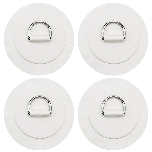 Toorise 4Pcs Kayak D Ring Stainless Steel D-Ring Pad Patch Stand up Paddle Board Patch D Ring Patch Lashing Ring for PVC Inflatable Boat Raft Dinghy Kayak Surfboard SUP Paddleboard Accessories (White/