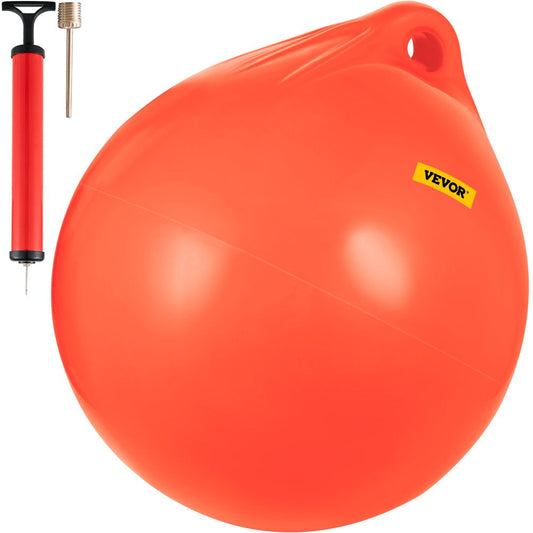VEVOR Boat Buoy Ball, 27In Diameter Inflatable Heavy-Duty Marine-Grade Vinyl Marker Buoy, round Boat Mooring Buoy, Anchoring, Rafting, Marking, Fishing, Orange