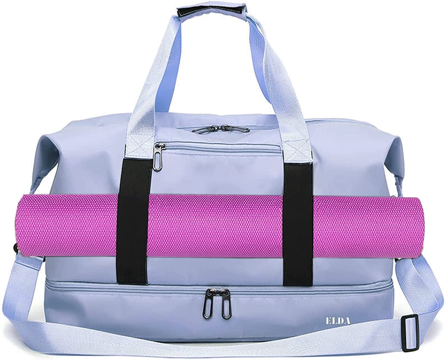 ELDA Large Yoga Mat Tote Bag Sling Carrier Travel Yoga Gym Bag for Women with Wet Pocket & Independent Shoes Compartment