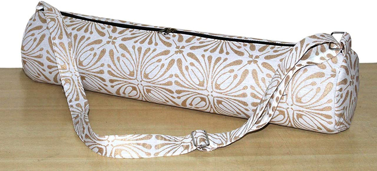 ICC Black Gold Mandala Full-Zip Exercise Yoga Mat Carry Bag Gym Beach Pilates Carrier Bags Hippie Mandala Indian Cotton Bag