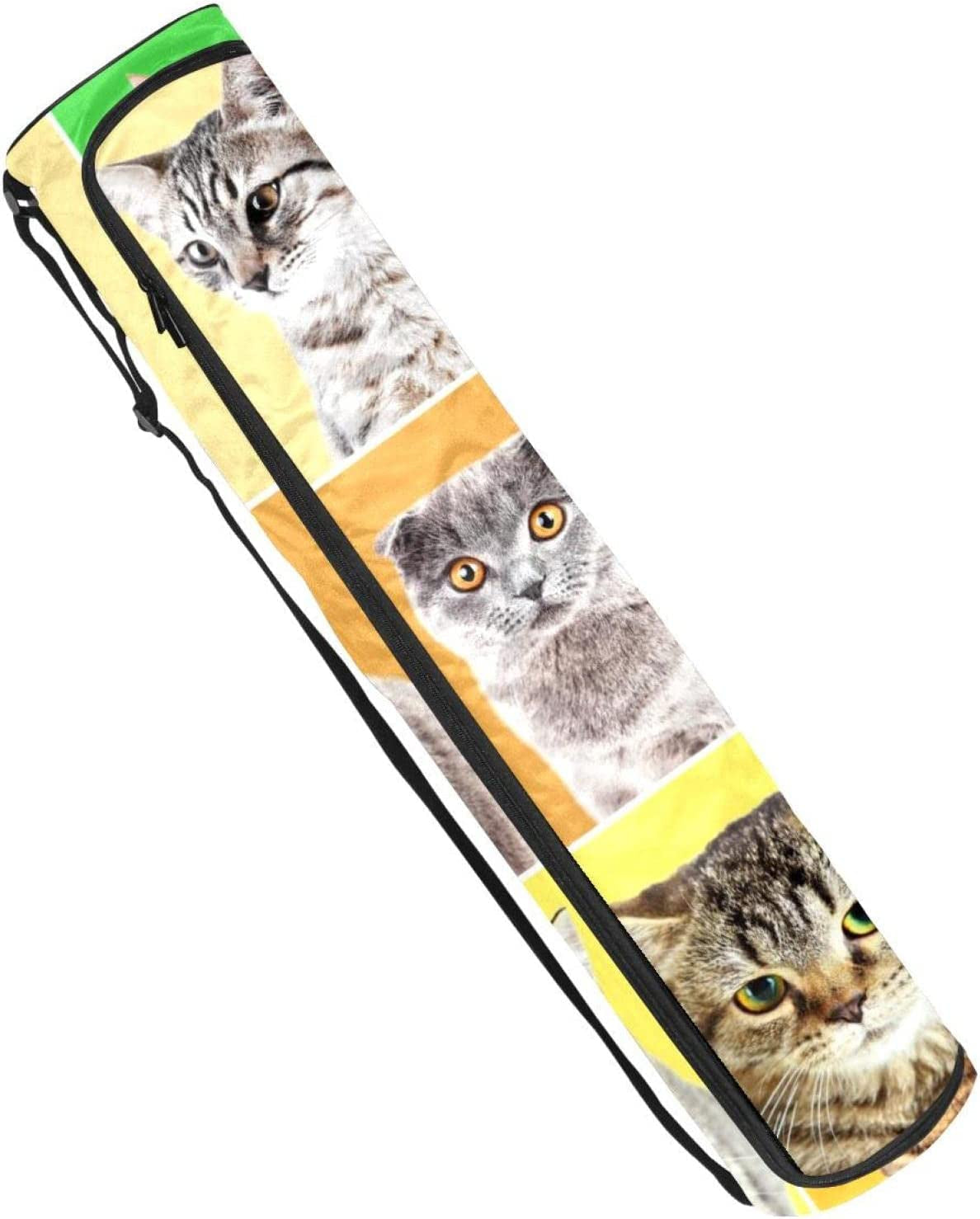 Cat Patterns Yoga Mat Bags Full-Zip Yoga Carry Bag for Women Men, Exercise Yoga Mat Carrier with Adjustable Strap