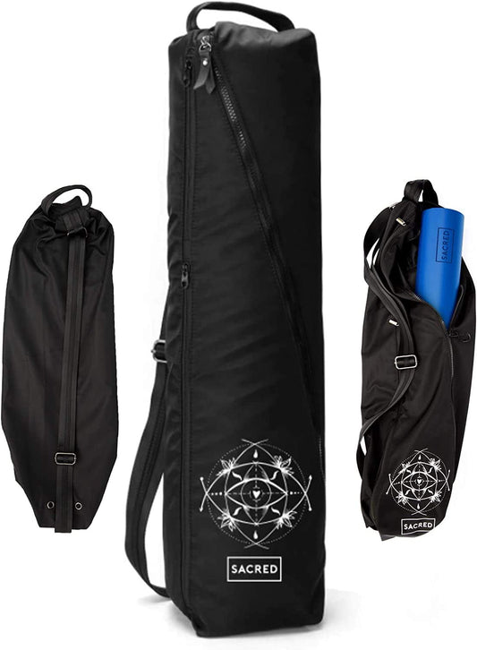 SACRED Yoga Waterproof Yoga Mat Bag | Durable Exercise Mat Bag with Hidden Pockets | Compact Unisex Yoga Mat Storage Sling Bag with Shoulder Strap
