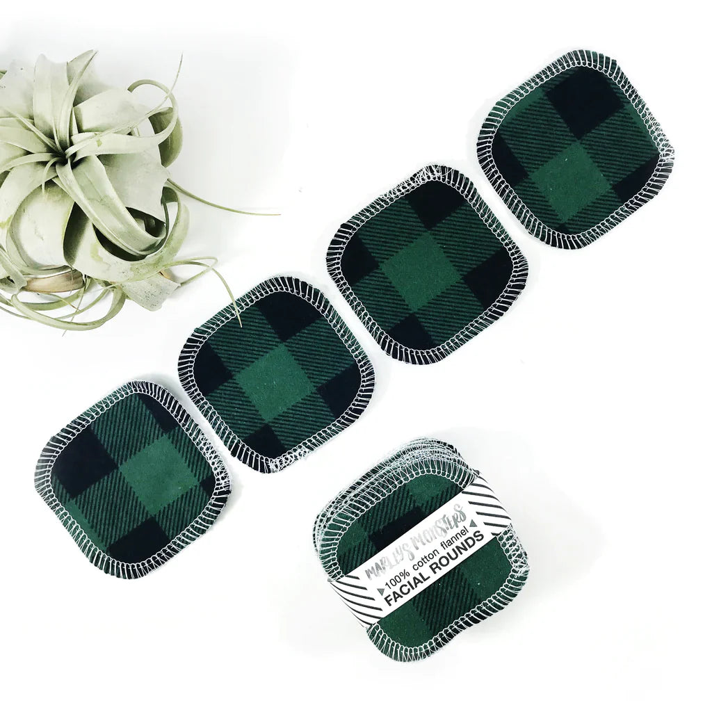 Marley's Monsters Facial Rounds - Green Buffalo Plaid