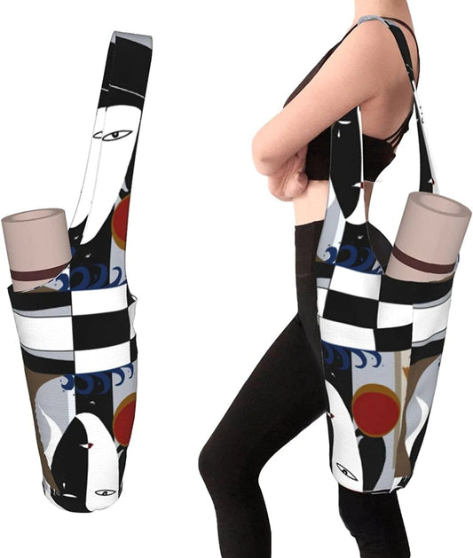 Firiseroh I Love Ballet Yoga Mat Bag for Women Carrier Large with Water Bottle Holder Pockets