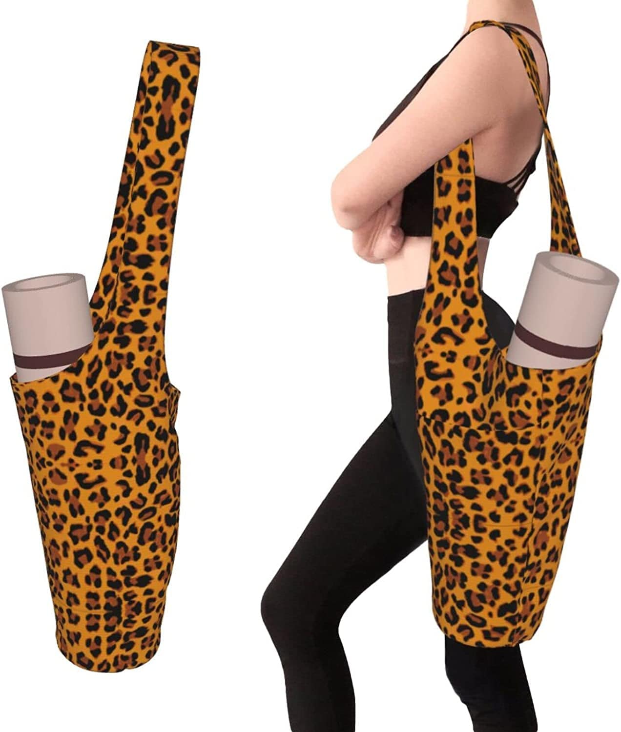 Firiseroh I Love Ballet Yoga Mat Bag for Women Carrier Large with Water Bottle Holder Pockets