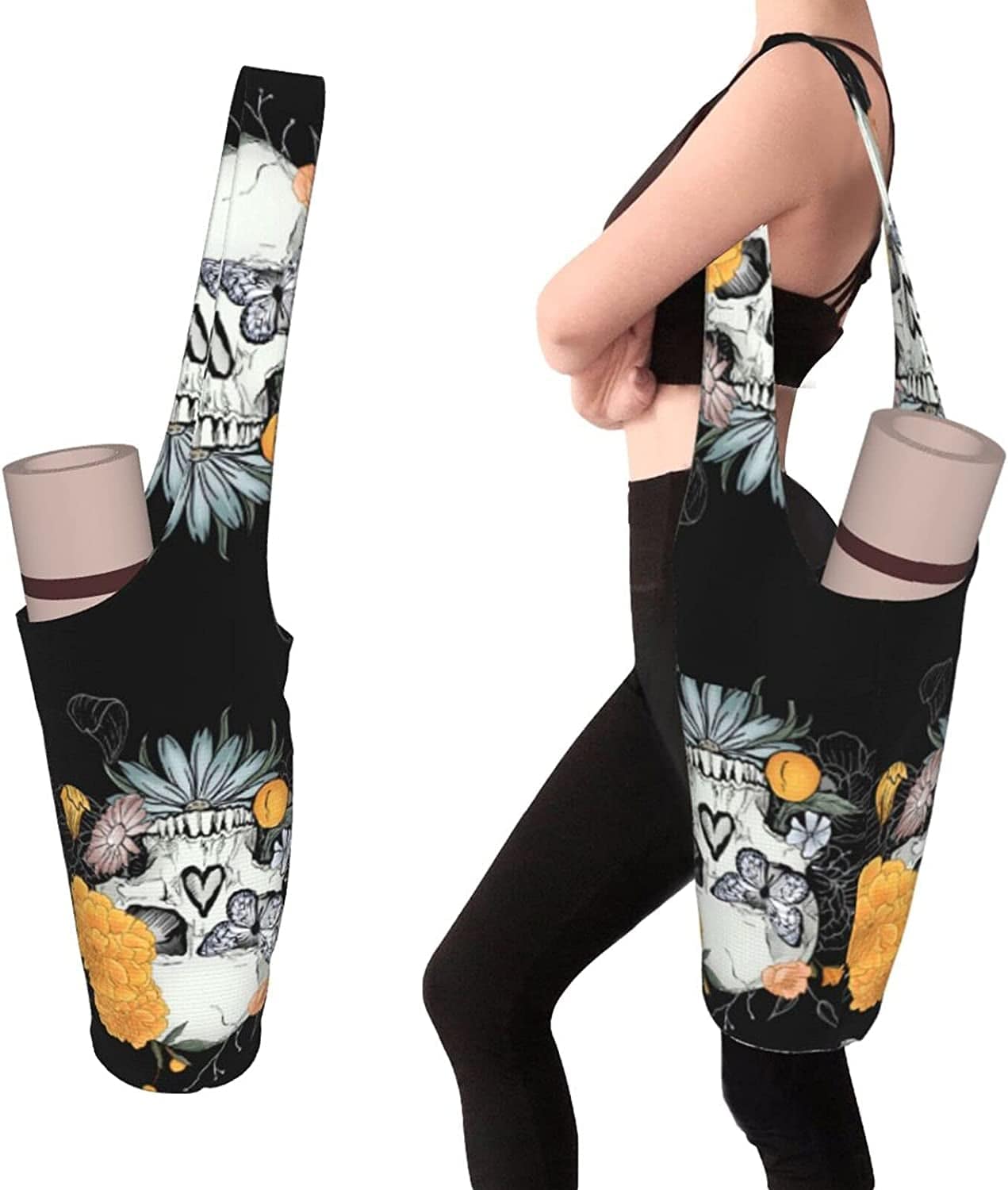 Firiseroh I Love Ballet Yoga Mat Bag for Women Carrier Large with Water Bottle Holder Pockets