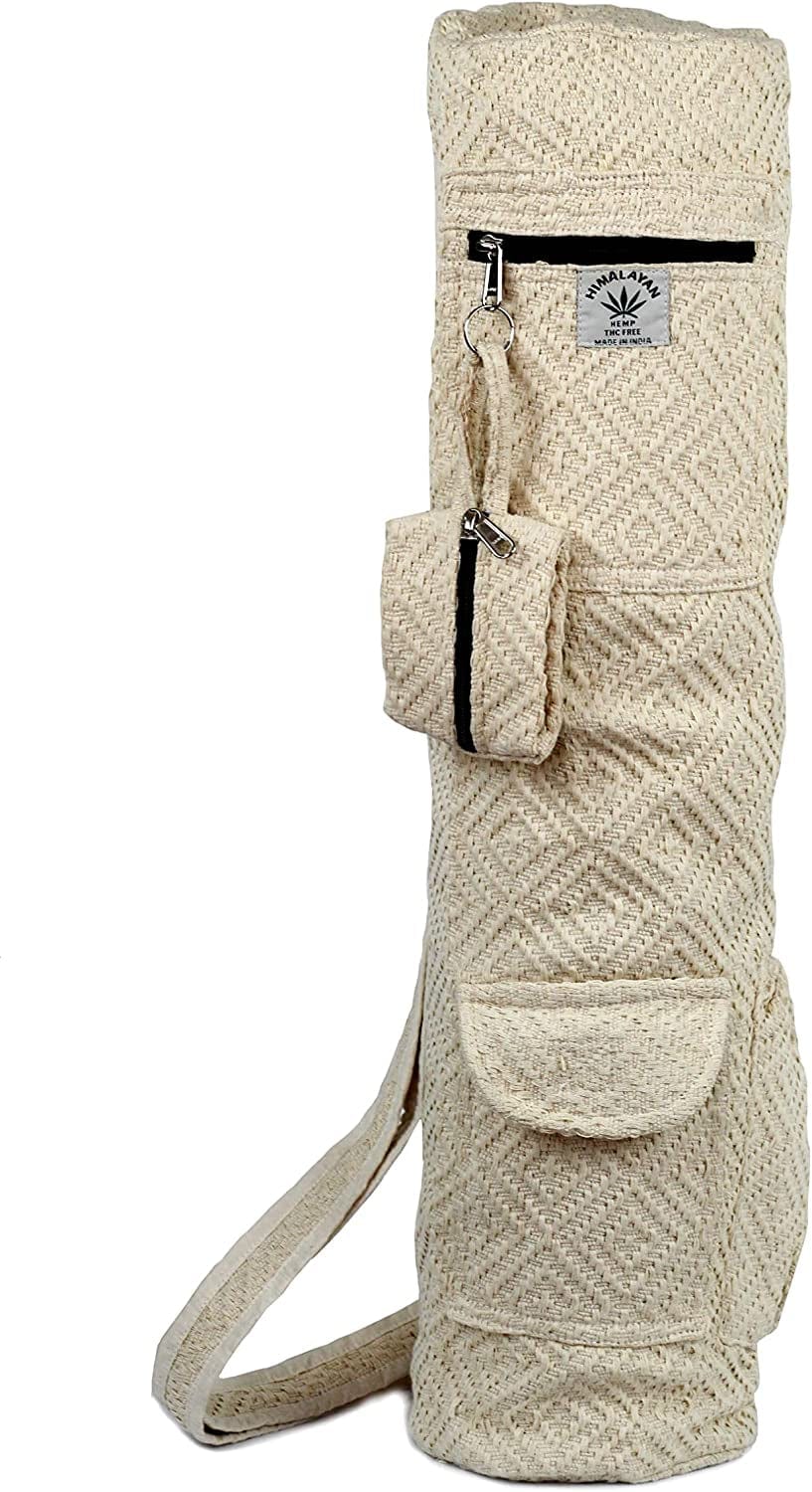 Hemp Yoga Mat Bag Yoga Mat Carrier Full-Zip Eco Friendly Exercise Yoga Mat Carry Bag with Storage Pockets