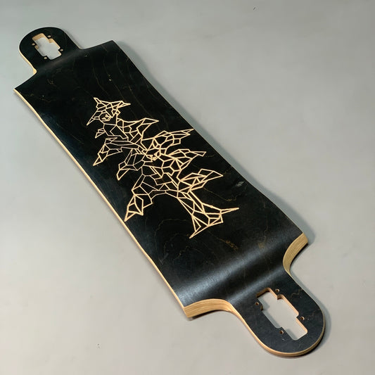 LANDYACHTZ Drop Through Carved Black Tree Longboard Deck 40"x9.5" (New Other)