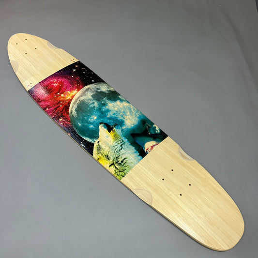 LANDYACHTZ Longboard Pintail Blunt Nose Bamboo Skateboard Deck BAMBOO Wolf Moon 41" X 9.9" (New Other)