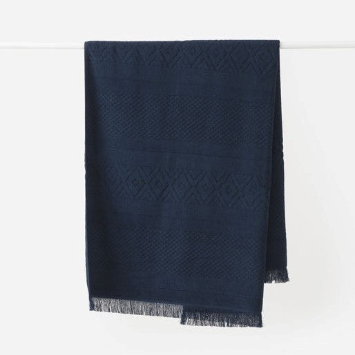 Navy Jacquard Bath Towel