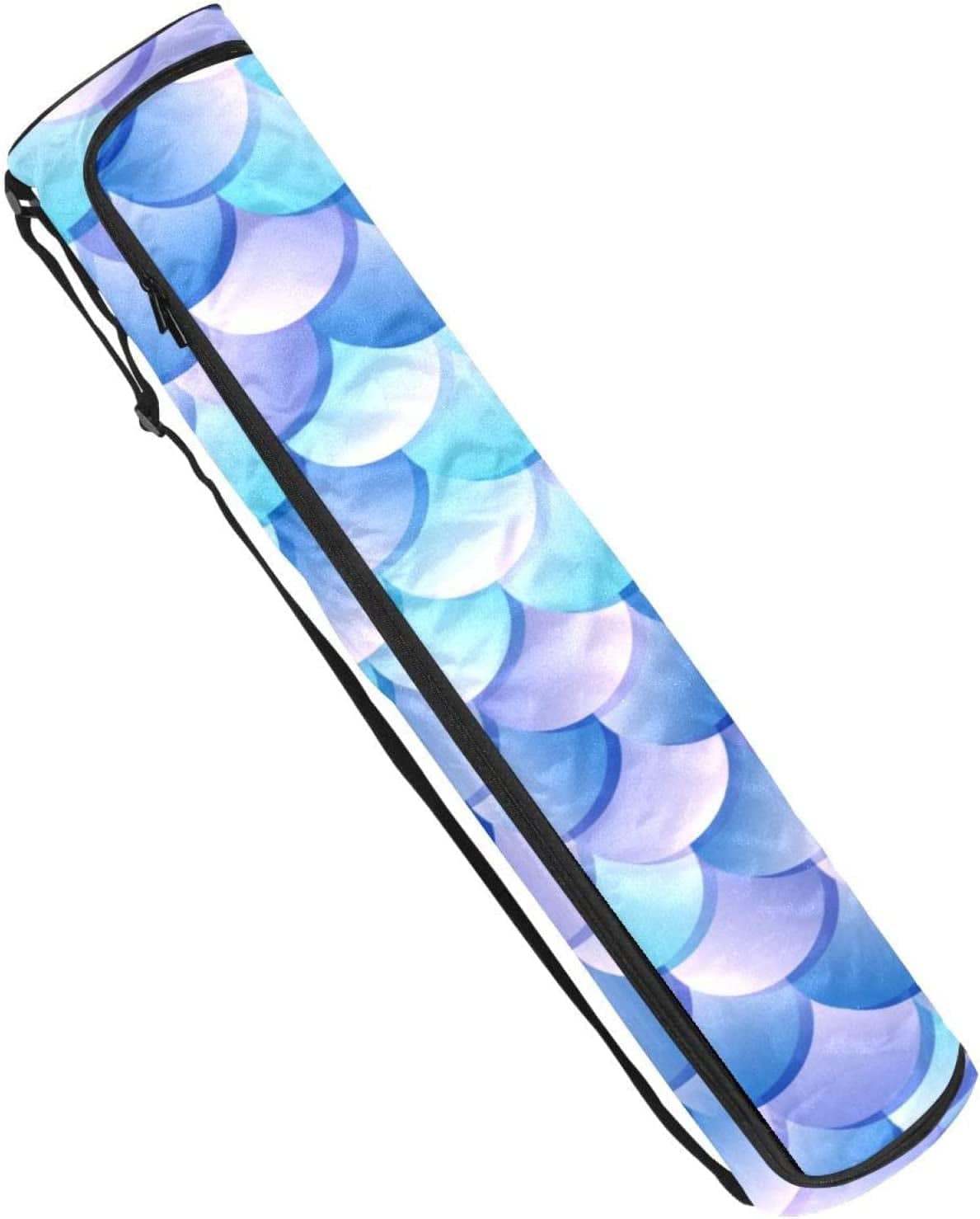 Yoga Mat Bag Carrier with Adjustable Shoulder Strap, Mermaid Scale Purple Blue Exercise Yoga Mat Carry Bag for Women Men