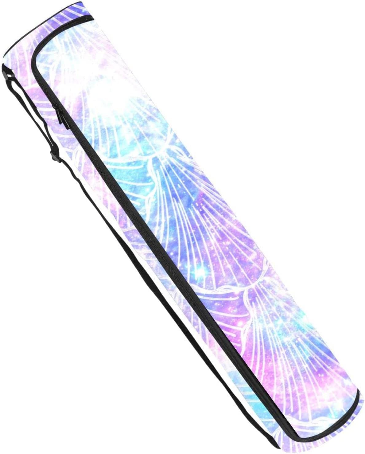 Yoga Mat Bag Carrier with Adjustable Shoulder Strap, Mermaid Scale Purple Blue Exercise Yoga Mat Carry Bag for Women Men